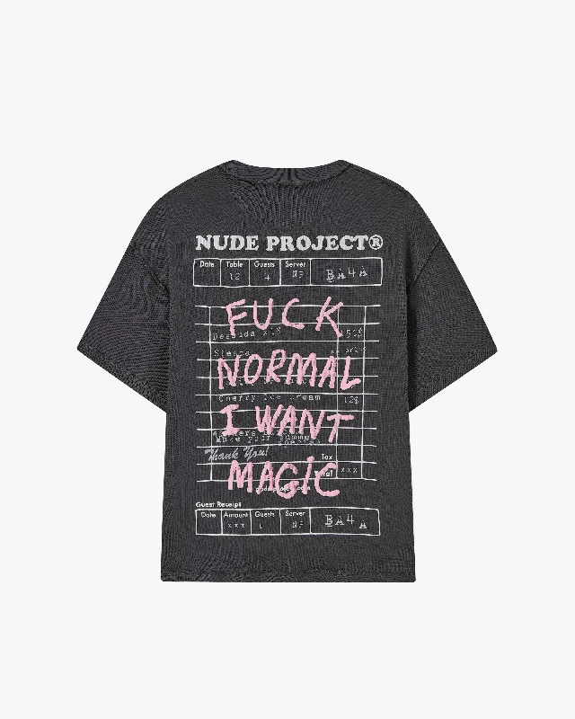 Women's Blouse with Collarless DesignFUCK NORMAL TEE ASH