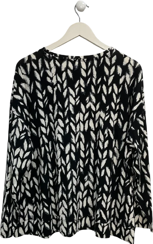 Women's Long Length SweatersWynn Layers Black Long Sleeve Patterned Top UK XXL