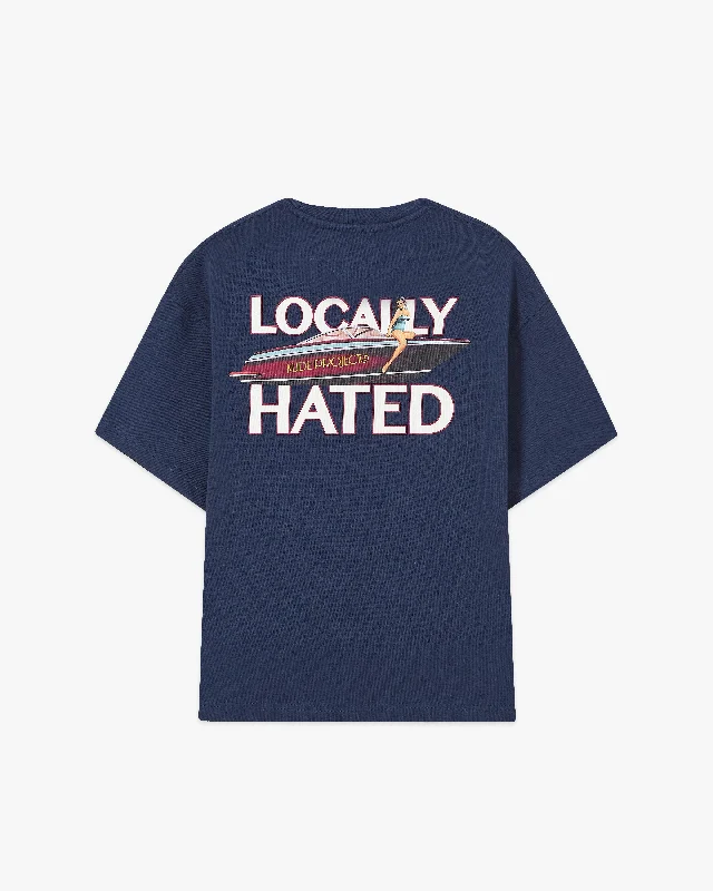 Women's Blouse with V-Shaped HemLOCALLY HATED TEE NAVY