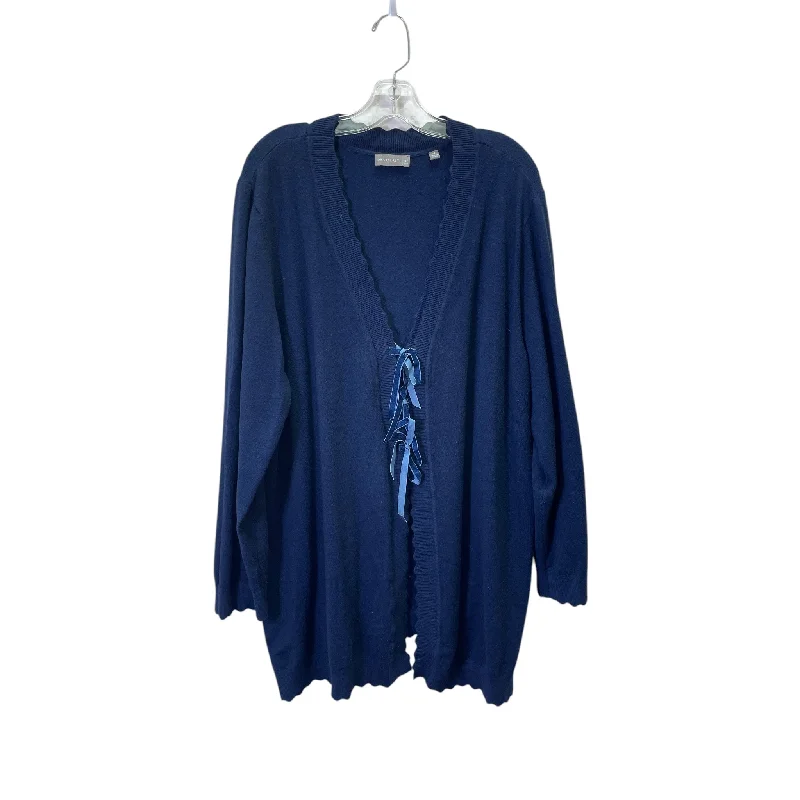 Women's Armenian Wool SweatersSweater Cardigan By Volution In Navy, Size:3X