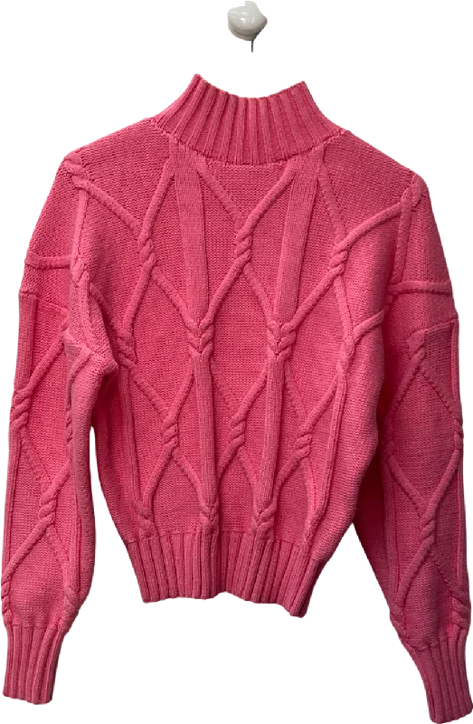 Women's Crew Neck SweatersJ.crew Bubblegum Pink Cable Knit Chunky Mock Turtleneck Sweater UK M