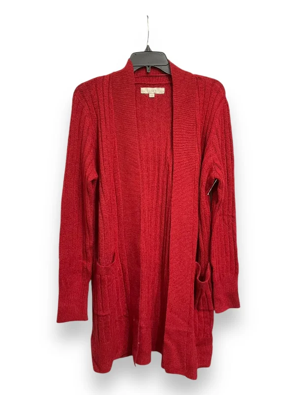 Women's Shawl Collar SweatersCardigan By Loft In Red, Size: S