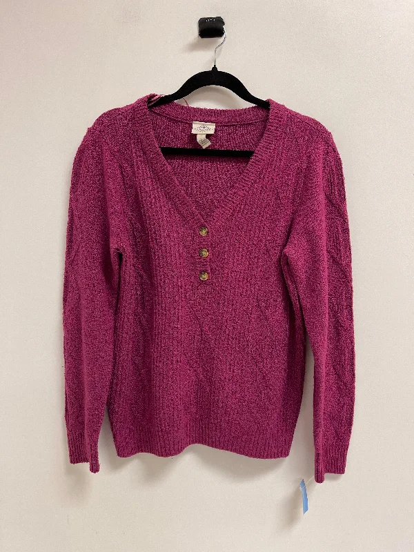 Women's Chunky Knit SweatersSweater Cardigan By St Johns Bay In Pink, Size: M