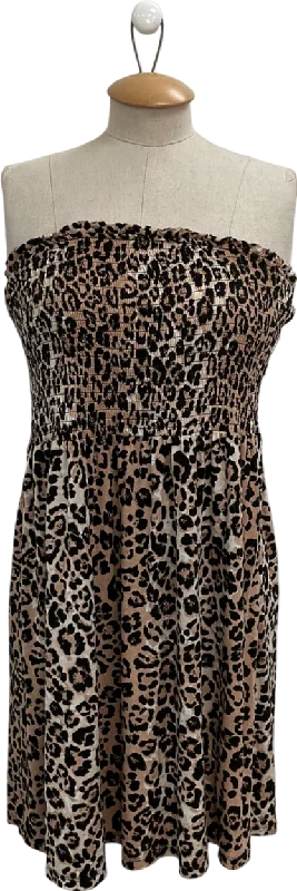 Women's Cardigan Sweaterseveryday Brown Leopard Print Sleeveless Top UK 14