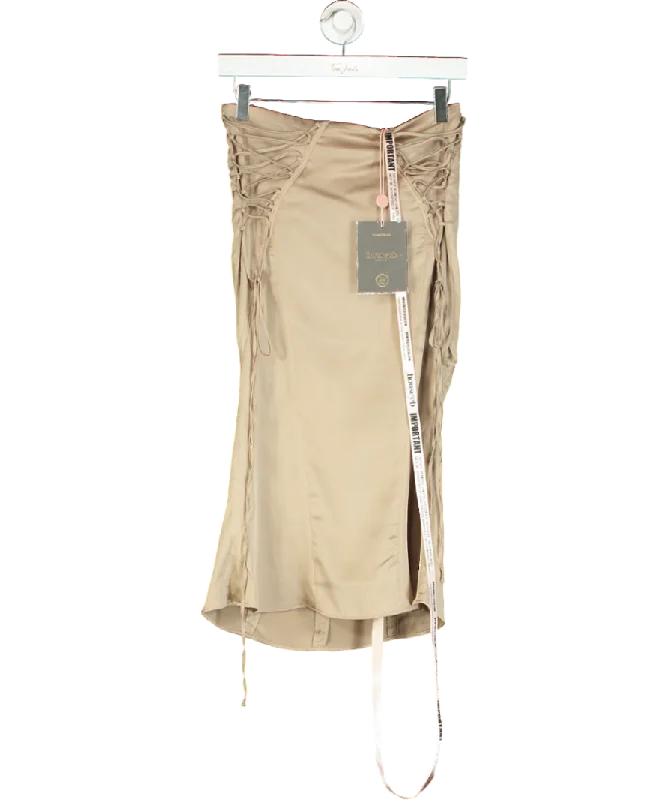 Women's Longline SweatersHouse of CB Beige Sidonie Satin Lace Up Skirt UK S