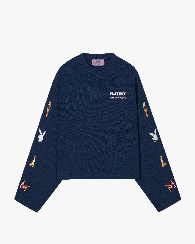 Women's Blouse with PocketsPLAYFUL LONG-SLEEVE TEE NAVY