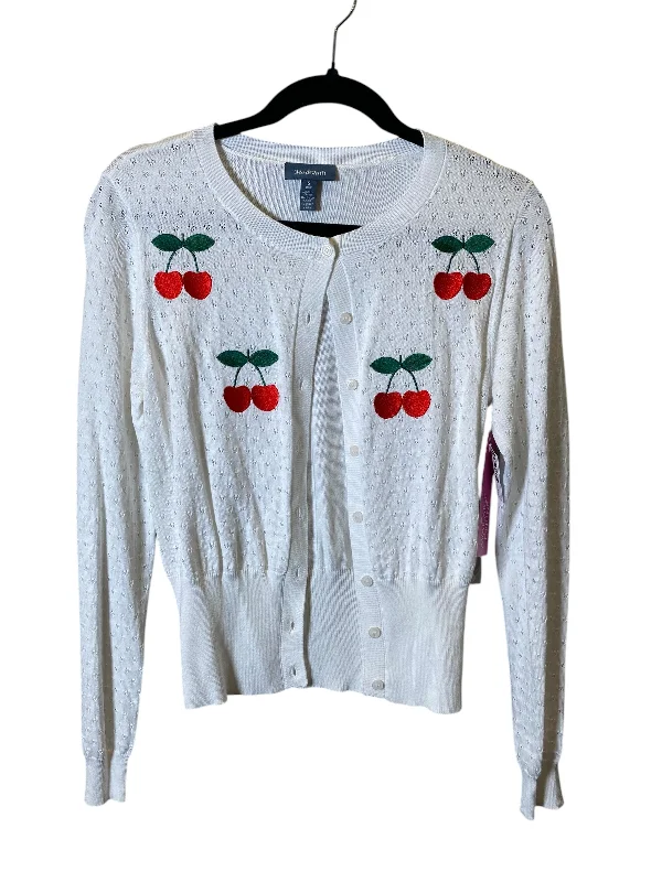 Women's Mandarin Collar SweatersSweater Cardigan By Modcloth In White, Size: S