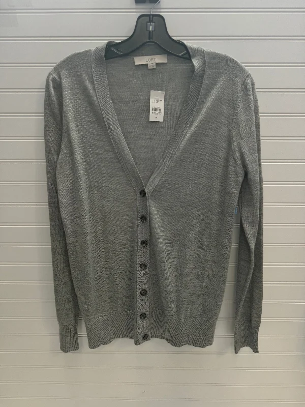 Women's Cotton Blend SweatersSweater Cardigan By Loft In Grey, Size: M