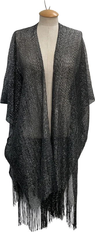 Women's Solid Color SweatersBibi Bijoux Black Metallic Thread Kaftan One Size