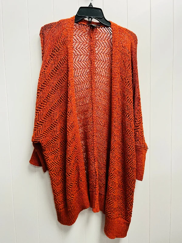 Women's Peter Pan Collar SweatersSweater Cardigan By Tahari By Arthur Levine In Orange, Size: Xl