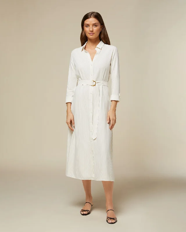 Women's Notched Collar DressesMidi Shirt Dress