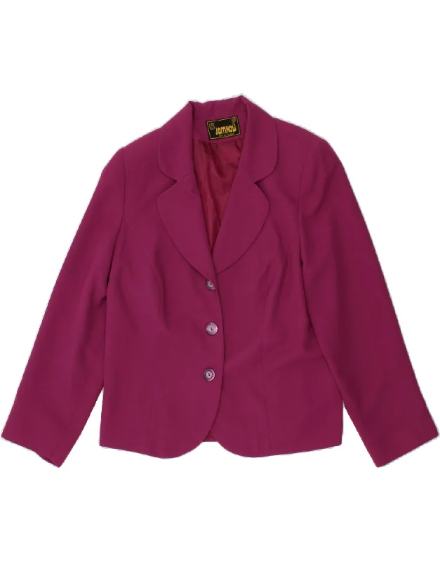 Women's Coats with CollarVINTAGE Womens 3 Button Blazer Jacket IT 48 XL Pink Polyester