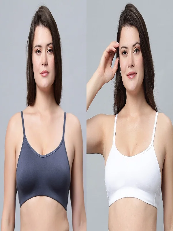 high-support sports bra for yogaNon-Padded Full Coverage Grey and White Color Sports bra (Pack of 2)