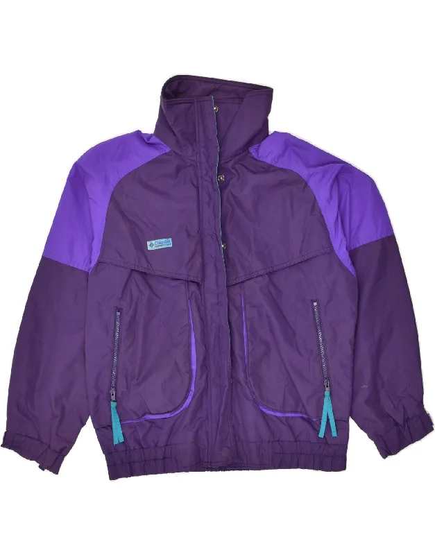 Women's Coats with Fur Trimmed ZipperCOLUMBIA Womens Windbreaker Jacket UK 18 XL Purple Colourblock Nylon