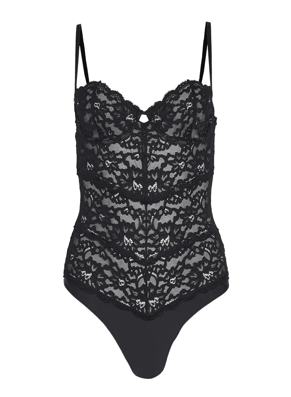 smoothing high-waisted bra for tummy controlBlack Charlotte Balconette Bodysuit