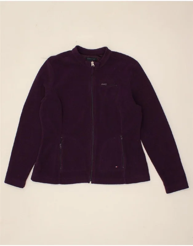 Women's Button-Up CoatsTOMMY HILFIGER Womens Fleece Jacket UK 16 Large Purple Polyester