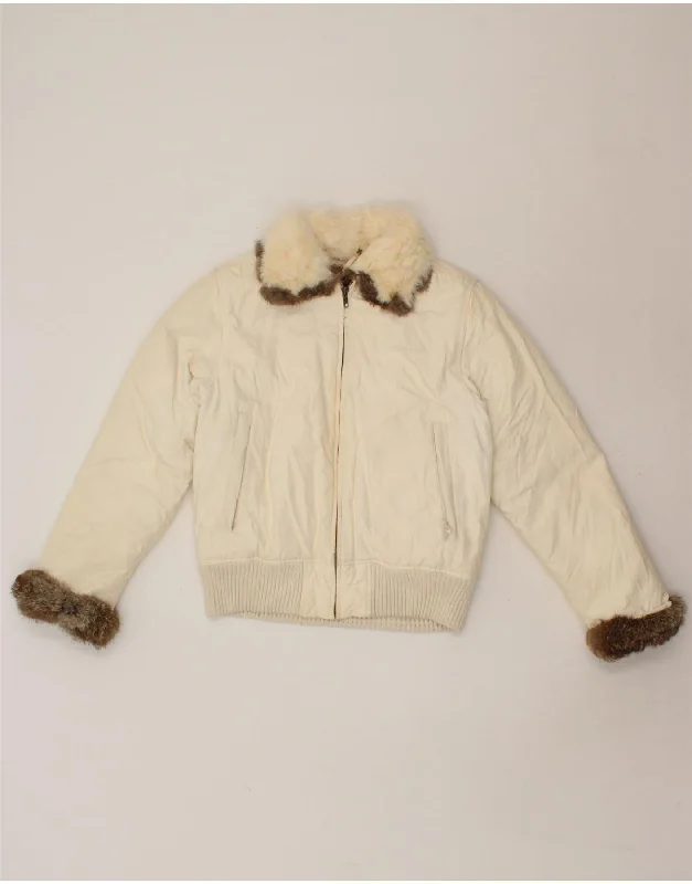 Women's PeacoatsWOOLRICH Womens Padded Jacket UK 14 Medium Off White Cotton