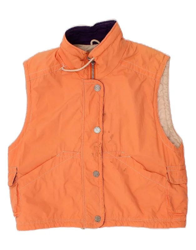 Women's Duffle CoatsVINTAGE Womens Graphic Gilet EU 38 Medium Orange Polyester