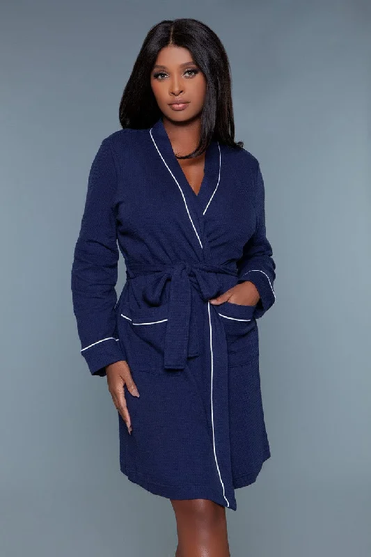 women's pajamas in soft, breathable materialsGeovan Waffle Self Tie Robe Navy