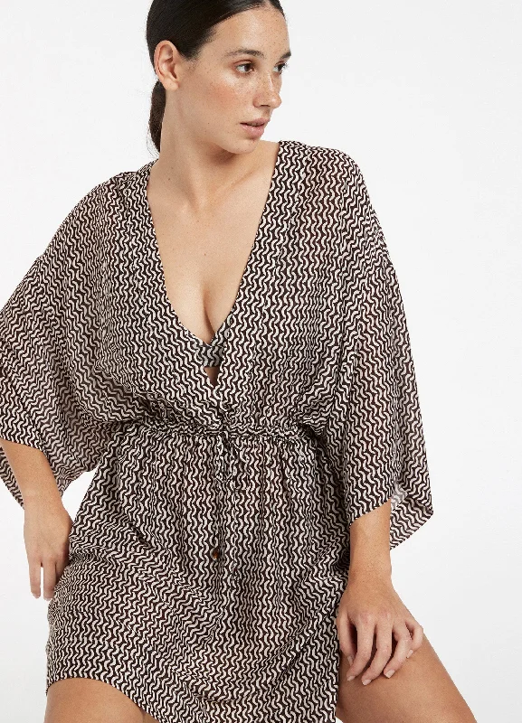 Ipanema Gather Front Kaftan - Chocolate