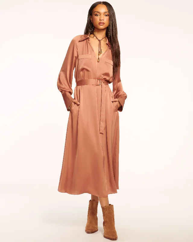 Women's Rounded Collar DressesCecilia Belted Midi Dress