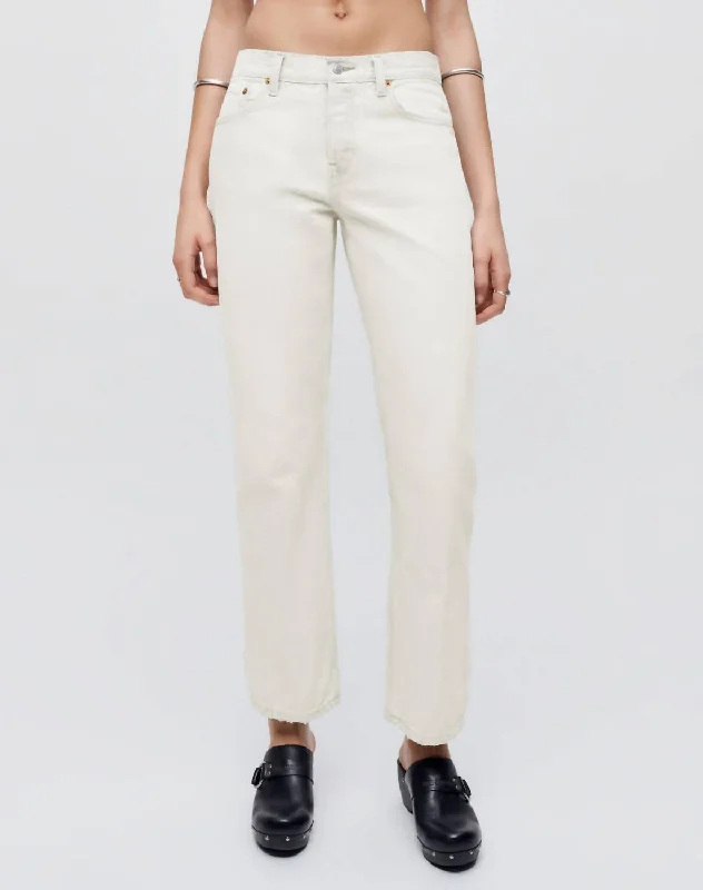 Women's Jodhpurs with Long LengthEasy Straight Crop Jeans In Vintage White