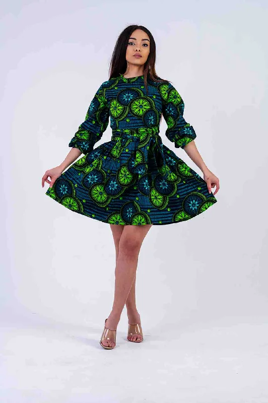 Women's Pencil DressesOla Mini Dress | Green African Print