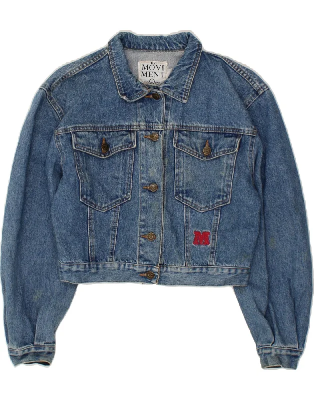 Women's Coats with Fur Trimmed PocketsMOVI MENTO Womens Crop Denim Jacket UK 14 Medium Blue