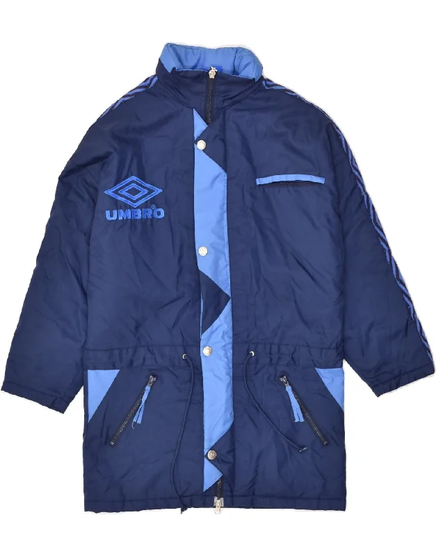 Women's Coats with Fur LiningUMBRO Womens Windbreaker Coat UK 14 Medium Blue Colourblock Nylon