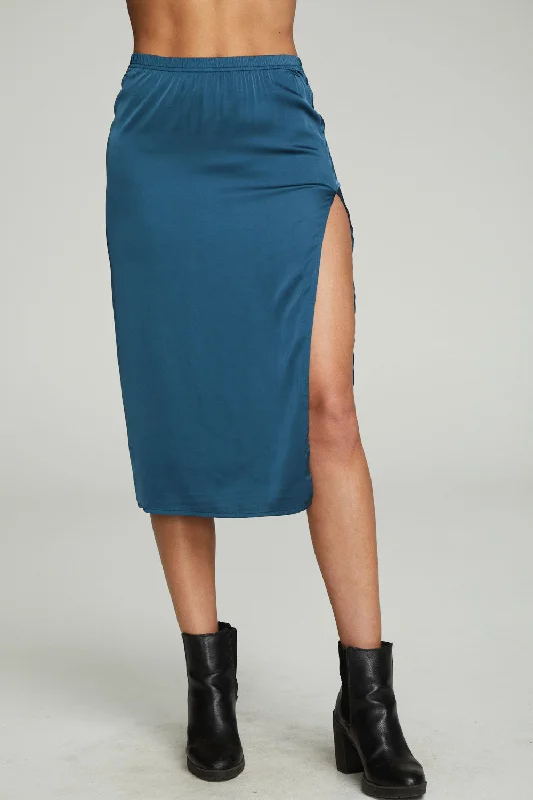 Women's Rounded Hem SkirtsSide Slit Midi Skirt