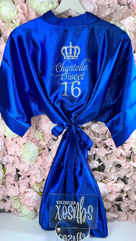 women's pajamas made in USAKids | Personalised Satin Robes | Royal Blue