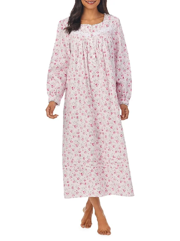 women's pajamas with breathable fabricEileen West 100% Cotton Pocketed Flannel Gown Printed