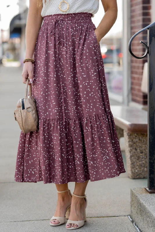 Women's Street Style SkirtsSpeckled Ruffle Bottom Maxi Skirt