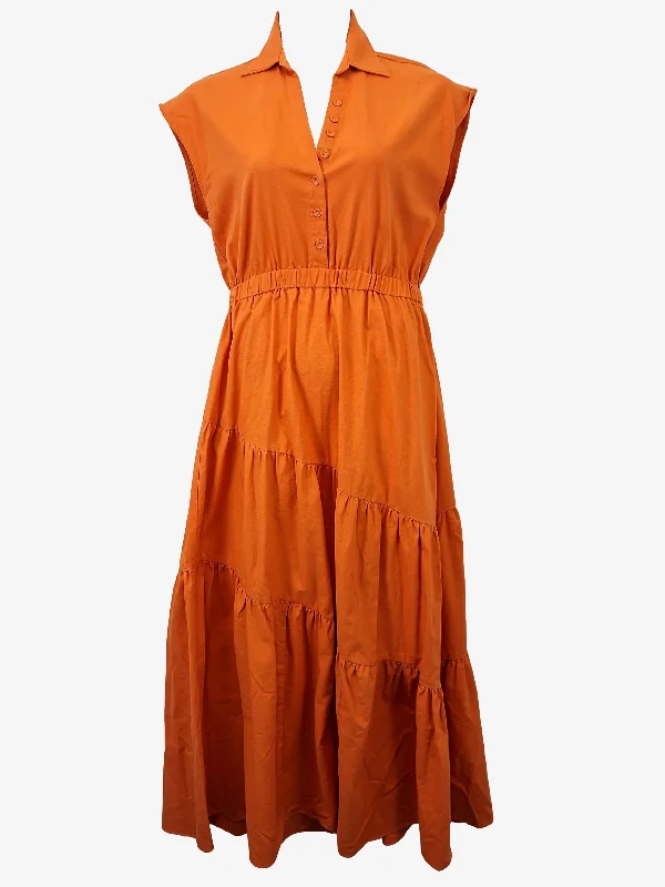 Women's Wide-Neck DressesTussah Tiger Orange Linen Maxi Dress Size 14