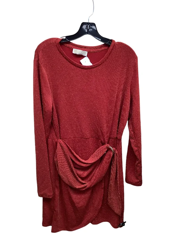 Women's Low Collar DressesDress Party Short By Michael By Michael Kors In Gold & Red, Size: L