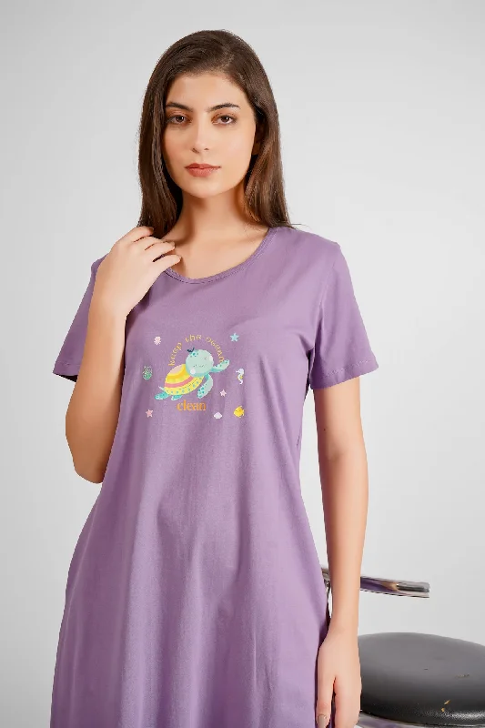 women's pajamas with built-in braPurple Keep The Ocean Clean  Nightdress