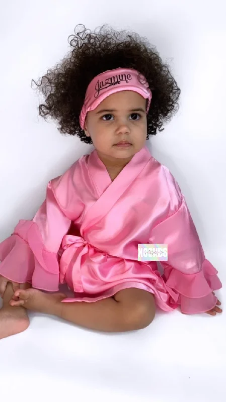 women's pajamas for everyday wearKids | Personalised Ruffle Robe | Baby Pink