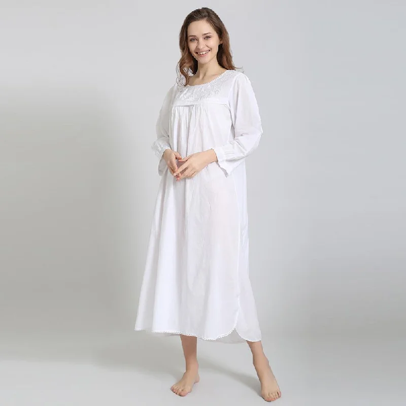 women's pajamas with pocketsSara 100% Woven Cotton Gown