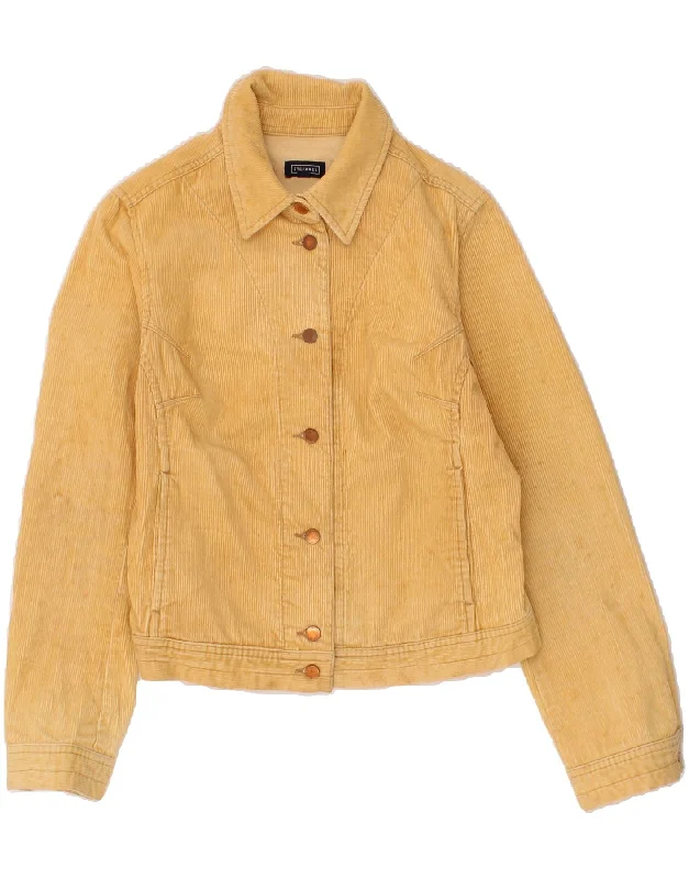 Women's Coats with Fur Trimmed CollarSTEFANEL Womens Crop Corduroy Jacket UK 10 Small Yellow Cotton