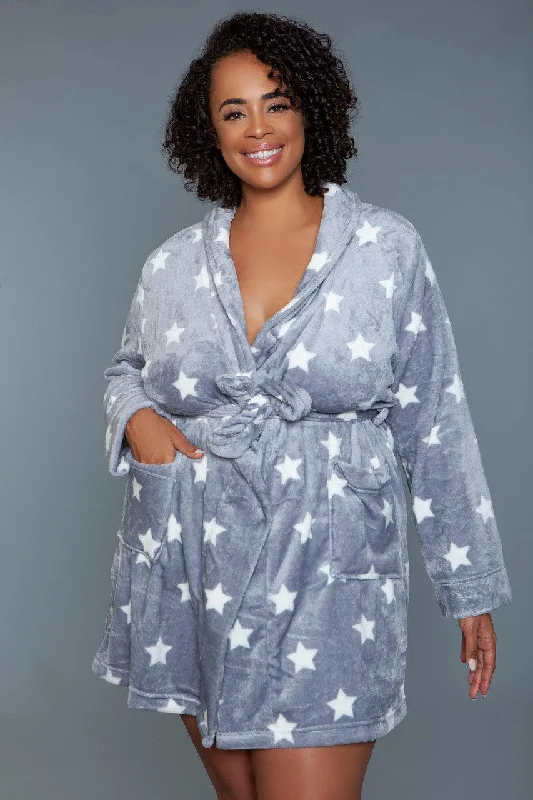 women's pajamas with a touch of whimsical funGeovan Plush Robe Dark Grey White