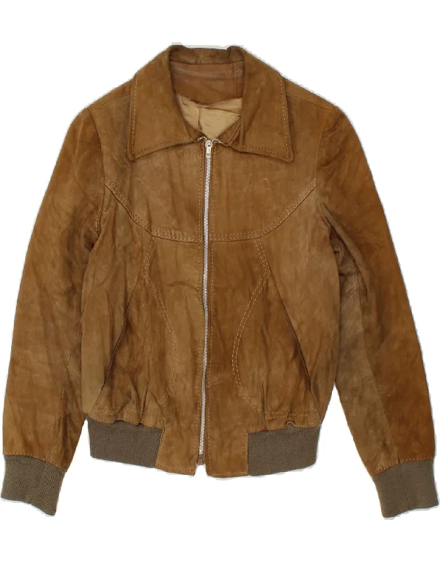 Women's Anorak CoatsVINTAGE Womens Suede Bomber Jacket UK 8 Small Brown