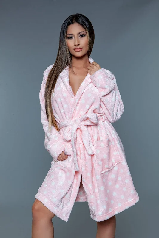 women's pajamas with a relaxed fitGeovan Plush Robe Pink White