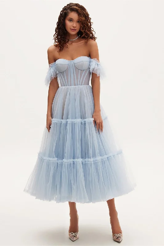 Women's Bell-Sleeve DressesGeisha Bustier Tulle Midi Dress