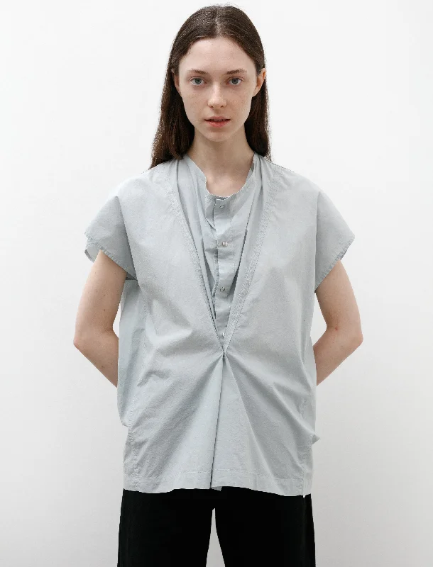 Women's Solid BlouseCap Sleeve Top with Snaps Cloud Grey