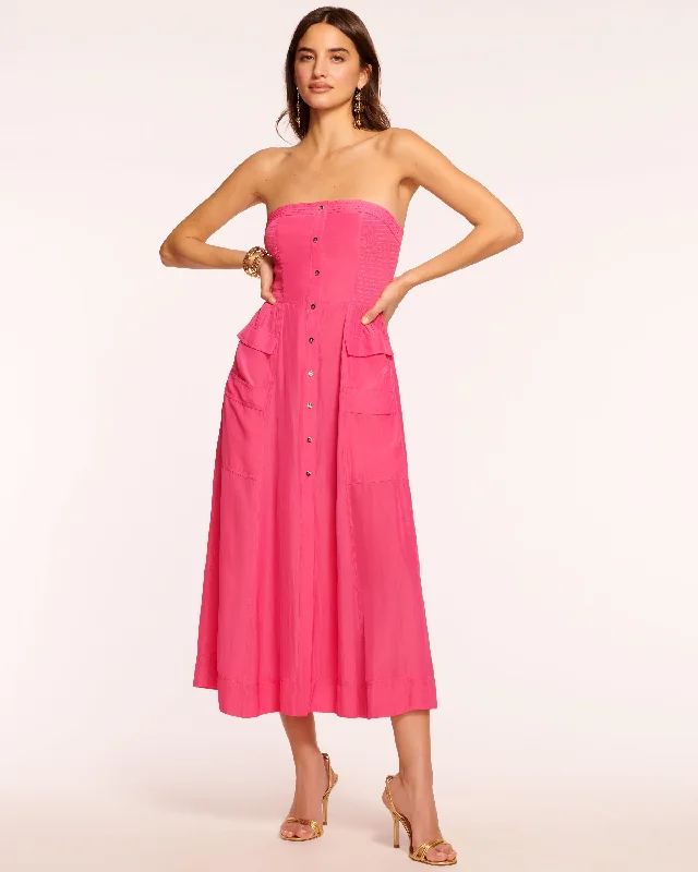 Women's Shirt Collar DressesBlair Strapless Smocked Midi Dress