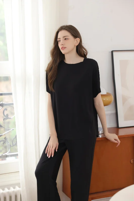 women's pajamas with moisture-wicking fabricAirMode Summer Top in Noir