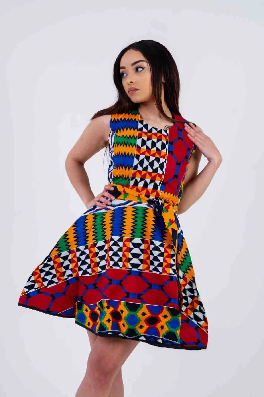 Women's Mini DressesOtiti Mini Dress | Yellow and Red Multicolored African Print