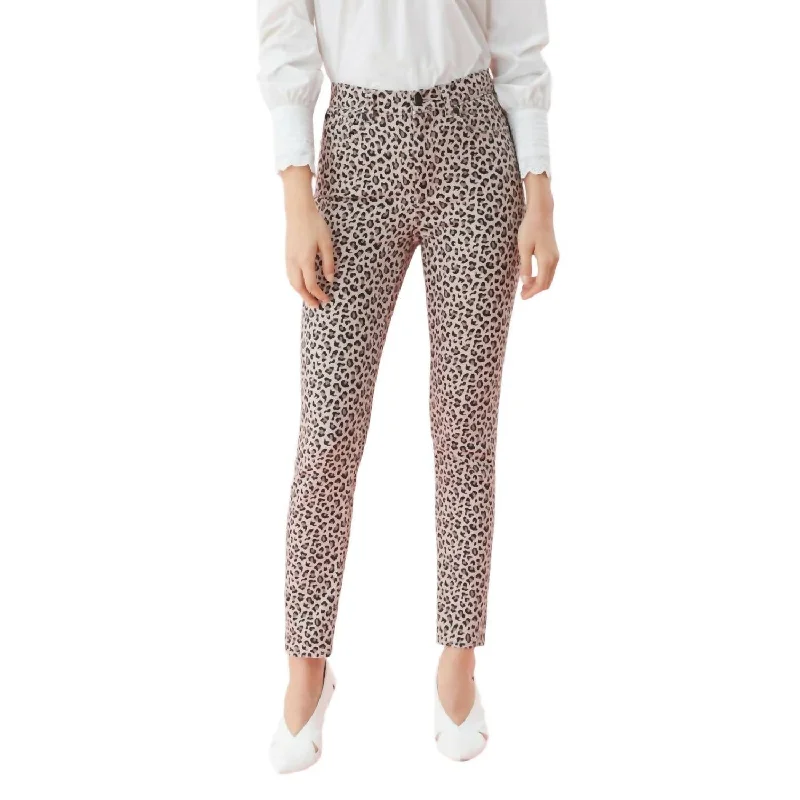 Women's Jodhpurs with Wide CollarOcelot Ines Leopard Print Skinny Jeans In Beige