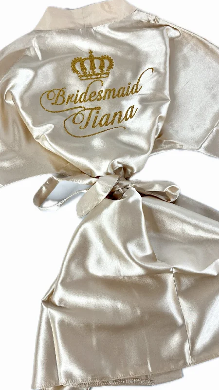 women's pajamas with an elasticized cuffsKids | Personalised Satin Robes | Champagne