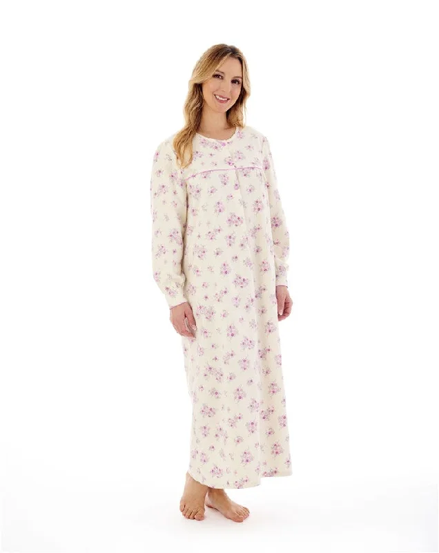 women's cotton pajama setsFloral Printed Luxury Flannel Nightdress